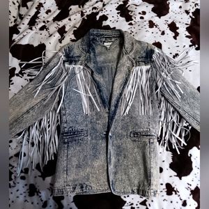 Vintage denim fringe Christina jacket